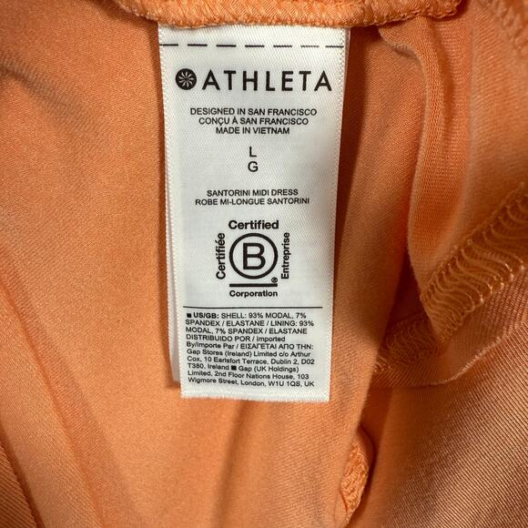 Athleta Santorini Midi Dress Cactus Peach Travel Athleisure Performance | Large - Picture 5 of 8